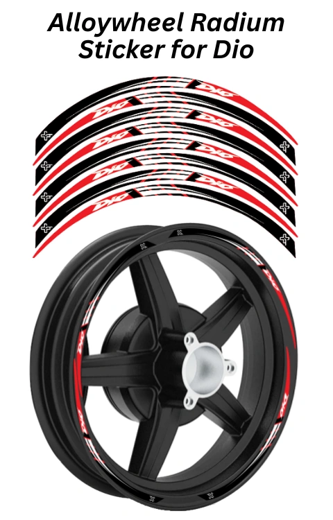 Alloy Wheel Radium Sticker for Dio | Made in Premium Radium with FPF (Fade Protection Film), Precut Sticker, Waterproof, Pack of 1